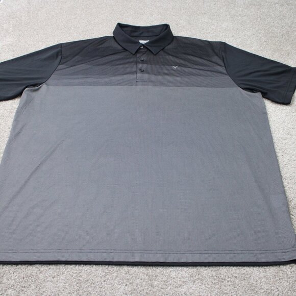 Callaway Opti-Dri Polo Shirt Mens 2XL XXL Black/Gray Golf Short Sleeve Pullover - Picture 2 of 12